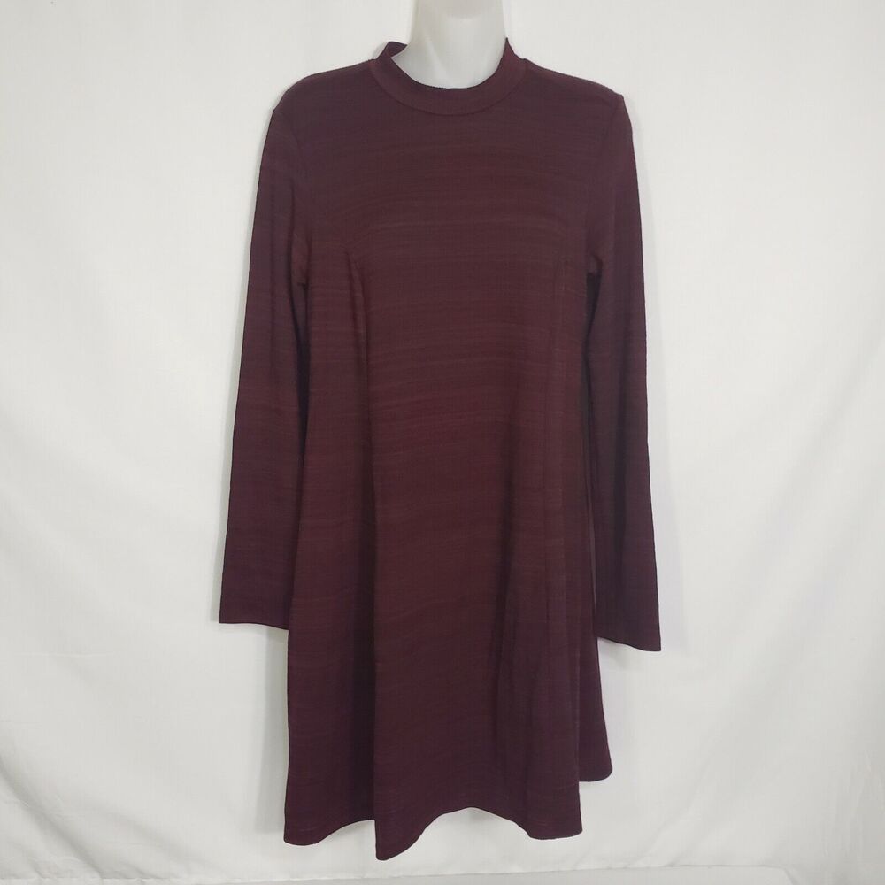 LUSH Women's Dress Small Long Sleeve Open Back Wine Stretch USA DR94317-003